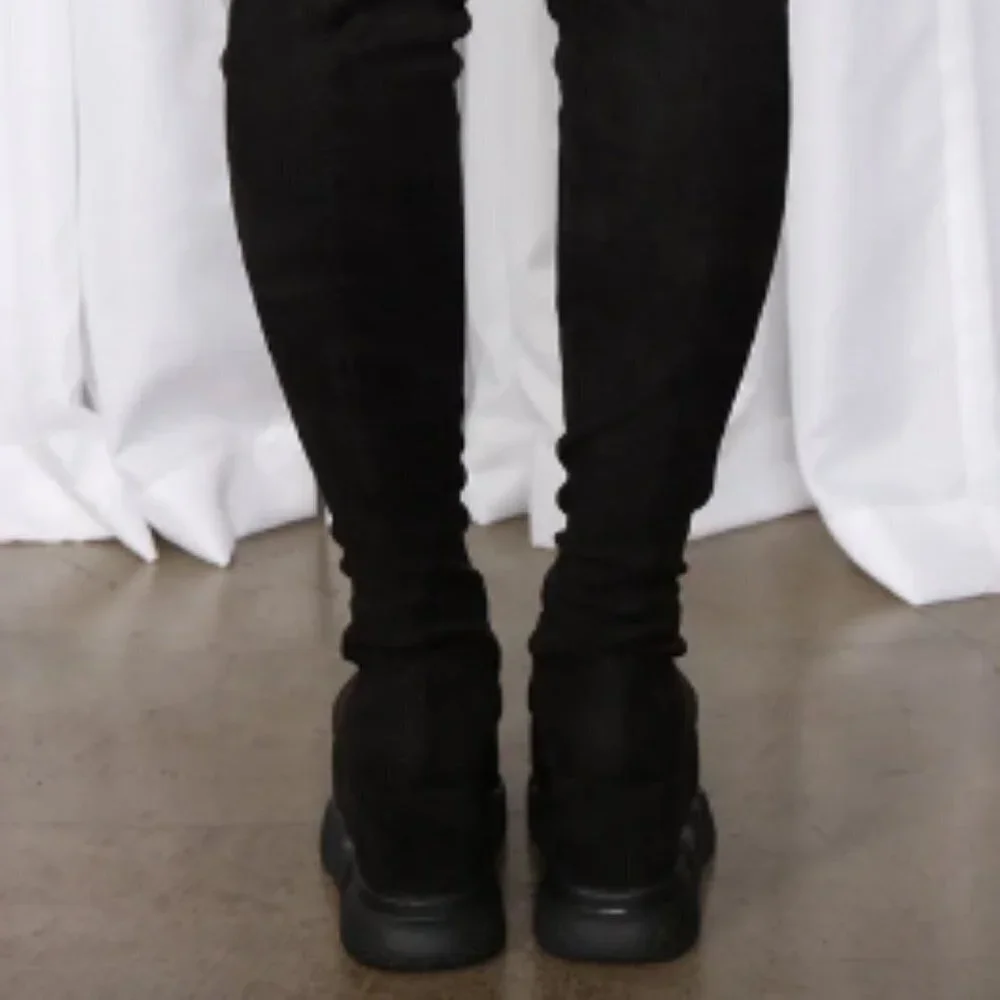 FULLY STACKED FRONT AND BACK  ( BLACK SUEDE )  ( BRAND NEW !!! )